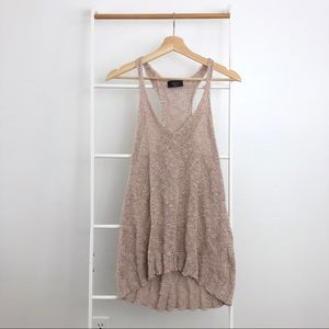 Vici Cream Tan Boho Knit V-Neck Tunic Tank Top
